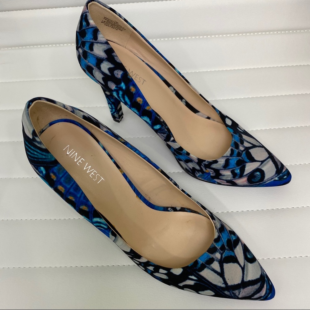 Nine West peacock print heels